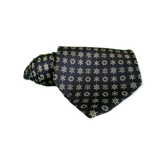 Vintage Coach Navy Blue Snowflake Winter Mens Necktie Tie Ties 100% Silk USA